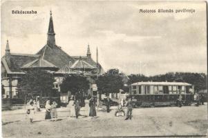 1915 Békéscsaba, Motoros állomás pavilonja, városi vasút, kisvasút. Vasúti Levelezőlapárusítás 5842. (EK)