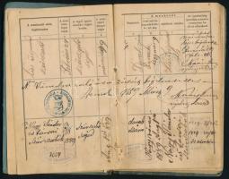 1889 Munkakönyv, sok bejegyzéssel