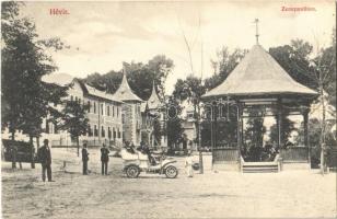 1909 Hévíz, Zenepavilon, automobil. Gál Testvérek kiadása (EK)
