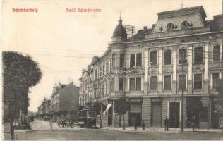 1921 Szombathely, Széll Kálmán utca, villamos, Deutsch Samu üzlete. Granitz Vilmos kiadása - képeslapfüzetből / from postcard booklet (EK)