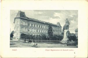 1910 Makó, Állami főgimnázium, Kossuth szobor. W. L. Bp. 4121. (EK)