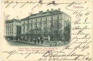 1905 Temesvár, Timisoara; Jenő herceg tér, Temesi Agrár Takarékpénztár, üzlet / square, savings bank, shop (EK)