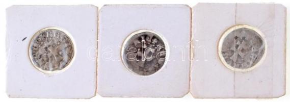 1373-1382. Denár Ag (3x) "I. Nagy Lajos" (~0,46g, 0,49g, 0,50g) T:3- Hungary 1373-1382. De...