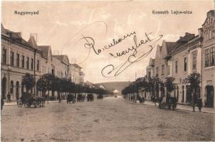 Nagyenyed, Aiud; Kossuth Lajos utca, üzletek. Földes Ede kiadása / street view, shops