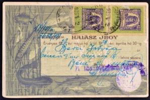 1927 Halászjegy inflációs okmánybélyeg kiegészítéssel