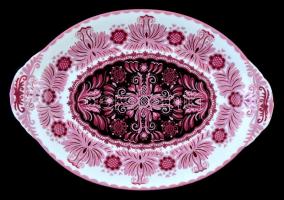 Jelzés nélkül: Rózsaszín, kézi festésű tálka 32x16 cm Hibátlan.