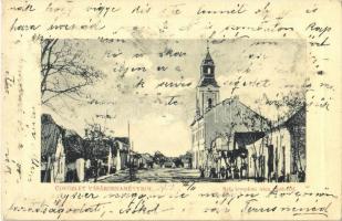 1913 Vásárosnamény, Református templom, utca. Kiadja Kanizsay Pál (W.L. ?)
