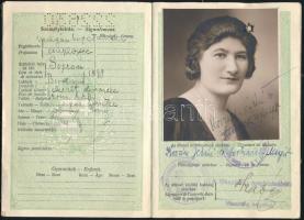 1931-1937 Magyar Királyság fényképes útlevele magánhivatalnok részére, bejegyzésekkel.