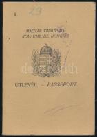 1931-1937 Magyar Királyság fényképes útlevele magánhivatalnok részére, bejegyzésekkel