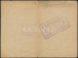 1910 Képviselőház Háznagyi Hivatalának belépőjegye a Képviselőház IV. számú karzatára, a hátoldalán ...