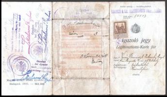 1916 Fényképes igazoló jegy