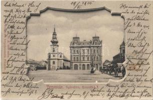 1900 Temesvár, Timisoara; Gyárváros, Kossuth tér, templom, Bruder Kohn üzlete. Polatsek kiadása / Fabrica, square, church, shop. Art Nouveau