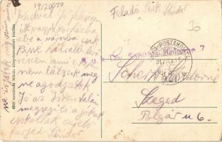 1917 Gyimes, Ghimes; Magyar-román országhatár a Rákóczi várrommal / Hungarian-Romanian border, castl...