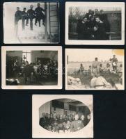 cca 1930 Katonai életképek a Horthy-korszakból (Örkénytábor, Jutas tábor), 10 db fotó, 6×4 és 6,5×9 ...