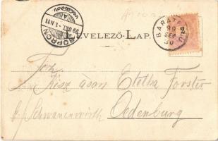 1899 Barátudvar, Barátfalu, Mönchhof; Hauptgasse, Kirche, Dampfmühle und Gasthof "Zum lustigen ...