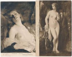 2 db régi erotikus lap / 2 pre-1945 erotic nude lady motive cards; Musée du Luxembourg