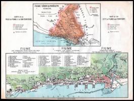 cca 1910 Fiume város és területe térképe, kiadja: Magyar Földrajzi Intézet Rt., 24×31 cm