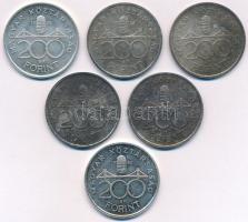 1992. 200Ft Ag "MNB" (6x) T:1-,2 patina Adamo F13