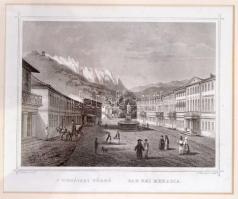 cca 1850 Ludwig Rohbock (1820-1883) - G. Hess: Mehadia fürdő. Acélmetszet, jelzett, üvegezett keretben / Mehadia bath. Steel engraving in frame, 15,5x12cm