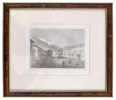 cca 1850 Ludwig Rohbock (1820-1883) - G. Hess: Mehadia fürdő. Acélmetszet, jelzett, üvegezett keretb...