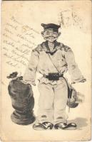 Pisdarovic 96. / K.u.K. Kriegsmarine Matrose / Austro-Hungarian Navy art postcard, mariner. Dworak style, Guido Costalunga Pola 1909. 16200. (Rb)