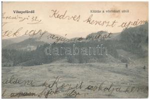 1907 Vihnyefürdő, Kúpele Vyhnye; Kilátás a vöröskúti útról / view, road (vágott / cut)