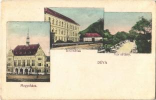 1918 Déva, megyeháza, internátus, Vársétány / county hall, boarding school, castle promenade