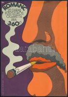 1970 Románc cigaretta - kisplakát, Kemény György (1936-) grafikája, 25×17,5 cm
