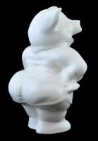 Erotikus, fehér mázas porcelán malacpersely, az alján dugóval, jelzés nélkül, hibátlan, m: 21 cm