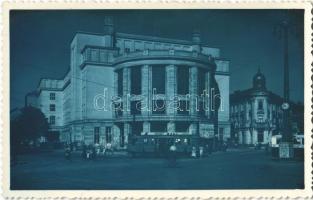 1936 Pozsony, Pressburg, Bratislava; utca, Rőhr üzlete, autóbusz, villamos / street view, shops, autobus, tram