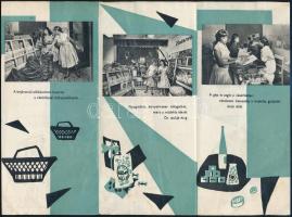 cca 1960 KÖZÉRT Önkiszolgáló Bolt fényképes kihajtható reklámkiadványa az önkiszolgálás előnyeiről
