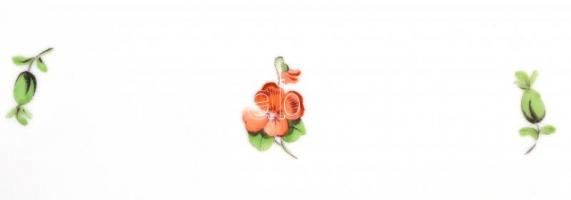 Herendi virágmintás kínáló tál. Kézzel festett, jelzett, hibátlan. 38x29 cm