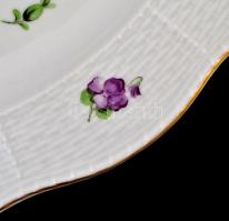 Herendi virágmintás kínáló tál. Kézzel festett, jelzett, hibátlan. 38x29 cm