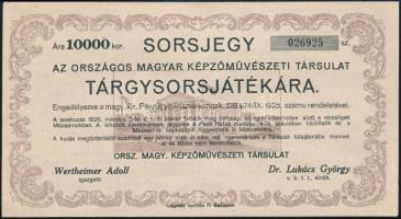 1926 1000 koronás sorsjegy az Országos magyar Képzőművészeti Társulat tárgysorsjátékára, szép állapotban
