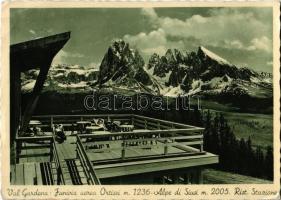 Ortisei, Val Gardena; Funivia aerea m. 1236, Alpe di Siusi m. 2005. Rist. Stazione / mountains, resting place, restaurant, So. Stpl. (EK)