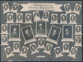 1926 A Hajdúböszörményi Bocskay Főgimnázium érettségi tablója, fotó felületén hajtásnyomokkal, 16,5×22,5 cm