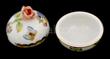 Herendi Viktória mintás bonbonnier. Kézzel festett, jelzett, hibátlan m: 8 cm