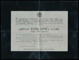 1902 pölnitzi Bund Aurél Bokszeg község jegyzőjének és pölnitzi Bund Árpád aradmegyei közkórházi orvos és m. kir. tart. honvéd főorvos halálozási értesítői.
