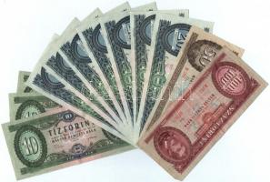 1968. 100Ft + 1969. 10Ft (3x) sorszámkövetők + 20Ft (5x) közte 4db sorszámkövető + 50Ft + 1975. 20Ft...