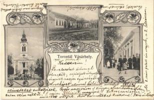 1905 Torontálvásárhely, Develák, Debelják, Debeljaca; templom, utca, üzlet / church, street, shop. Art Nouveau