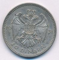 Jugoszlávia 1931. 20D Ag "I. Sándor" T:2-
Yugoslavia 1931. 20 Dinara Ag "Alexander I...