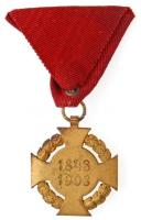 1908. "Katonai Jubileumi Kereszt" aranyozott Br kitüntetés mellszalagon T:2-  Hungary 1908...