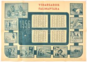 1956 Viharsarok Falinaptára, Bp. Egyetemi-ny., hajtásnyomokkal, 49x69 cm