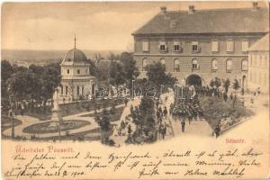 1900 Pécs, Sétatér, katonai felvonulás (EK)