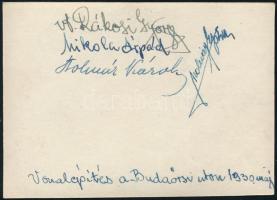 1930 Katonai telefonvonal kiépítése a Budaörsi úton, hátoldalon feliratozott fotó, 6×8 cm