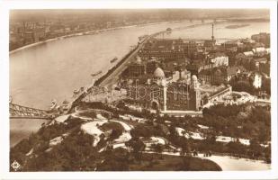 Budapest XI. Kilátás a Szent Gellért szálló és gyógyfürdőre, Lágymányosi-öböl a még feltöltetlen Lágymányosi-tóval