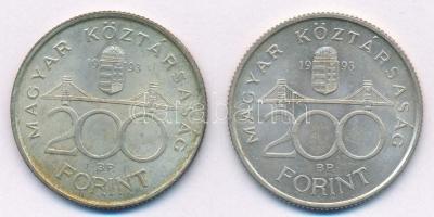 1993. 200Ft Ag "MNB" (2x) T:2 patina Adamo F13