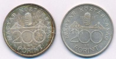1993. 200Ft Ag "MNB" (2x) T:2 patina Adamo F13