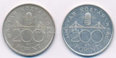1993. 200Ft Ag "MNB" (2x) T:2 Adamo F13