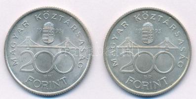 1993. 200Ft Ag "MNB" (2x) T:1-,2 Adamo F13